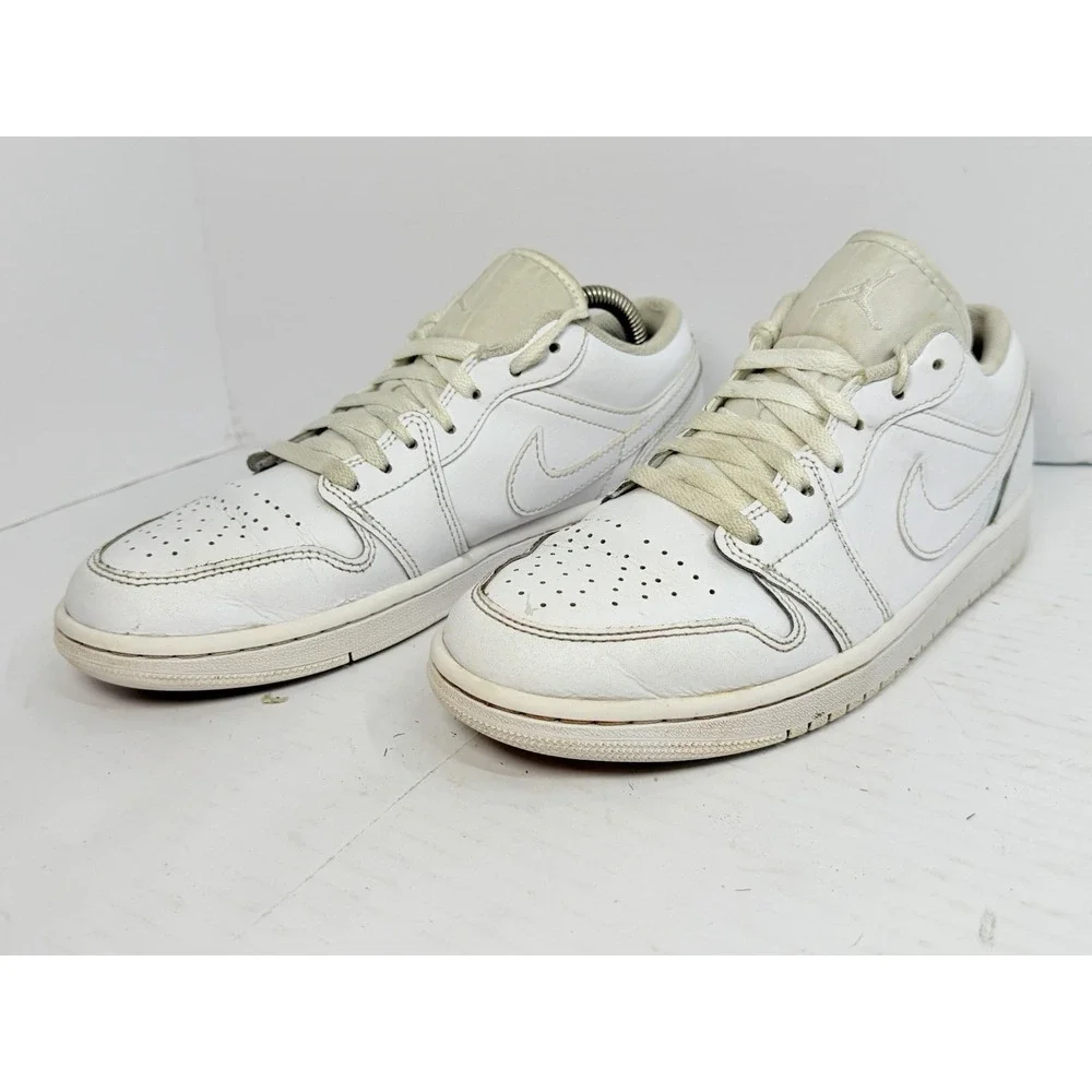 Air Jordan 1 Low Triple White 553558-136 Men's Size 7 Leather Sneakers